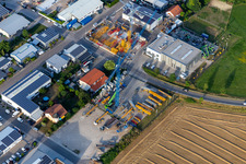 Aerial view of SCHWAB GmbH in the Liedolsheim industrial park SW in the district Liedolsheim in Dettenheim in the state Baden-Wuerttemberg, Germany