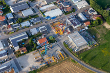 Aerial photograpy of SCHWAB GmbH in the Liedolsheim industrial park SW in the district Liedolsheim in Dettenheim in the state Baden-Wuerttemberg, Germany