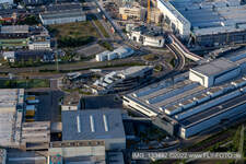 SEW-EURODRIVE GmbH & Co KG – Manufacturing plant and SCC Mechanics/Mechatronics in the district Graben in Graben-Neudorf in the state Baden-Wuerttemberg, Germany seen from above