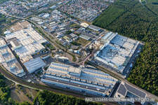 SEW-EURODRIVE GmbH & Co KG – Manufacturing plant and SCC Mechanics/Mechatronics in the district Graben in Graben-Neudorf in the state Baden-Wuerttemberg, Germany viewn from the air