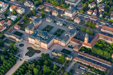 Aerial photograpy of Castle and castle garden Bruchsal in Bruchsal in the state Baden-Wuerttemberg, Germany