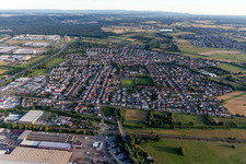 Aerial photograpy of District Karlsdorf in Karlsdorf-Neuthard in the state Baden-Wuerttemberg, Germany