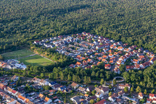 Aerial photograpy of District Huttenheim in Philippsburg in the state Baden-Wuerttemberg, Germany