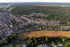 Oblique view of District Huttenheim in Philippsburg in the state Baden-Wuerttemberg, Germany