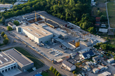 Aerial view of Schneider Precast Concrete Plant GmbH in the district Huttenheim in Philippsburg in the state Baden-Wuerttemberg, Germany