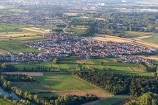Drone image of District Mechtersheim in Römerberg in the state Rhineland-Palatinate, Germany