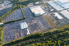 Mercedes-Benz Global Logistics Center on the island of Grün in Germersheim in the state Rhineland-Palatinate, Germany
