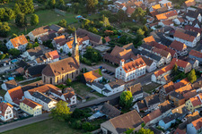 Aerial photograpy of Christ Church - Protestant Parish Lustadt in the district Niederlustadt in Lustadt in the state Rhineland-Palatinate, Germany