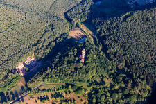 Drone recording of Berwartstein Castle in Erlenbach bei Dahn in the state Rhineland-Palatinate, Germany