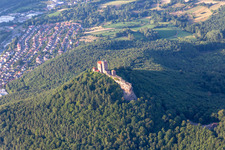 Trifels Castle in Annweiler am Trifels in the state Rhineland-Palatinate, Germany seen from above