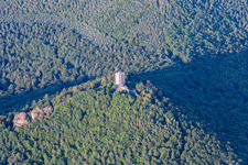Scharfenberg castle ruins with scaffolding in Leinsweiler in the state Rhineland-Palatinate, Germany