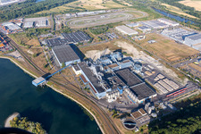 Oblique view of Papierfabrik Palm GmbH & Co. KG | Plant Wörth am Rhein in Wörth am Rhein in the state Rhineland-Palatinate, Germany