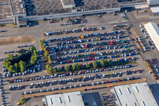 Parked new trucks at the Mercedes-Benz plant in Wörth of Daimler Truck AG in the district Maximiliansau in Wörth am Rhein in the state Rhineland-Palatinate, Germany