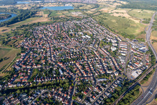 Drone recording of District Maximiliansau in Wörth am Rhein in the state Rhineland-Palatinate, Germany