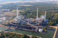 EnBW's Rhine port steam power plant throttled due to low Rhine water levels in the district Daxlanden in Karlsruhe in the state Baden-Wuerttemberg, Germany