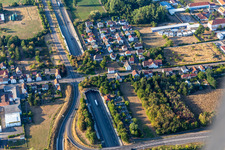 Aerial view of Underpass of the A65 at the Landau Zentrum junction in the district Queichheim in Landau in der Pfalz in the state Rhineland-Palatinate, Germany
