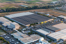 Aerial view of Mercedes-Benz Logistics Center in Interpark in Offenbach an der Queich in the state Rhineland-Palatinate, Germany