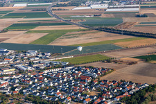 District Rheingönheim in Ludwigshafen am Rhein in the state Rhineland-Palatinate, Germany from above