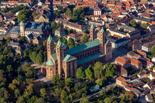 Cathedral to Speyer in Speyer in the state Rhineland-Palatinate, Germany from above