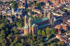 Cathedral to Speyer in Speyer in the state Rhineland-Palatinate, Germany out of the air