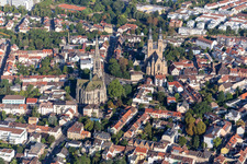 Aerial photograpy of Memorial Church of the Protestation and St. Joseph in Speyer in the state Rhineland-Palatinate, Germany