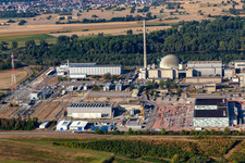 TransnetBW GmbH, direct current substation on the site of the decommissioned nuclear power plant Philippsburg in Philippsburg in the state Baden-Wuerttemberg, Germany out of the air