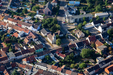 Aerial view of Evangelical Church Community Philippsburg in Philippsburg in the state Baden-Wuerttemberg, Germany