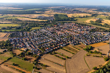 Aerial photograpy of From the north in the district Rußheim in Dettenheim in the state Baden-Wuerttemberg, Germany
