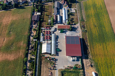 Drone image of Kugelmann organic farm in Kandel in the state Rhineland-Palatinate, Germany