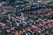 Drone recording of In the city center in Kandel in the state Rhineland-Palatinate, Germany