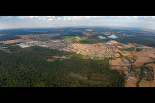 District Neudorf in Graben-Neudorf in the state Baden-Wuerttemberg, Germany from the plane