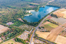 Aerial view of Heidesee Leisure Park in Forst in the state Baden-Wuerttemberg, Germany
