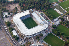 New construction site of the Wildparkstadion of Karlsruher Sport-Club GmbH & Co. KGaA in the district Innenstadt-Ost in Karlsruhe in the state Baden-Wuerttemberg, Germany out of the air