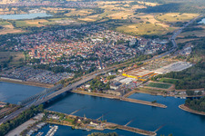Rhine bridges and Maximilian Center Maximiliansau in the district Maximiliansau in Wörth am Rhein in the state Rhineland-Palatinate, Germany