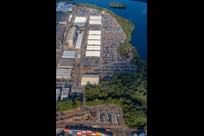 Parked new trucks at the Wörth plant of Daimler Truck AG, Mercedes-Benz in the district Maximiliansau in Wörth am Rhein in the state Rhineland-Palatinate, Germany