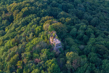 Drone recording of Neukastel Castle Ruins in Leinsweiler in the state Rhineland-Palatinate, Germany