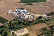 Construction site of the eastern tunnel portal for the Astrid Tunnel for the underpass and bypass of Bad Bergzabern between B38 (Weinstraße) and B427 (Kurtalstraße) in Dörrenbach in the state Rhineland-Palatinate, Germany seen from a drone