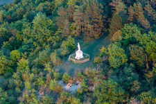 Mary Statue in Poissons in the state Haute Marne, France from above