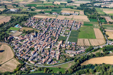 Aerial view of Montodine in the state Cremona, Italy