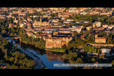 Aerial photograpy of Castello di Cassano d'Adda, Villa Gabbioneta in Cassano d’Adda in the state Lombardy, Italy