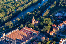 Aerial view of Central hydroelectric power station of Crespi d'Adda in Capriate San Gervasio in the state Bergamo, Italy