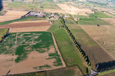 Aerial view of Gradella Via Maggiore in Pandino in the state Cremona, Italy