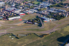 Formula 1 race track of Ferrari, Pista di Fiorano, Circuito di Fiorano in Fiorano Modenese in the state Modena, Italy from above