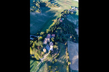 Aerial view of Castle of Nirano in the district Nirano in Fiorano Modenese in the state Modena, Italy