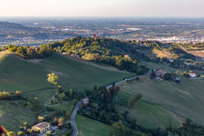 Aerial view of Montegibbio Castle Castello di Montegibbio in Sassuolo in the state Modena, Italy
