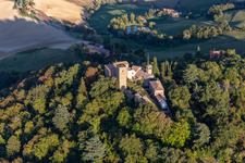 Montegibbio Castle Castello di Montegibbio in the district Il Poggio in Sassuolo in the state Modena, Italy from above