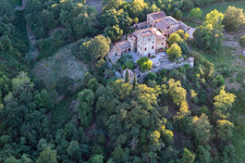 Aerial photograpy of Torricella Castle in Scandiano in the state Reggio Emilia, Italy
