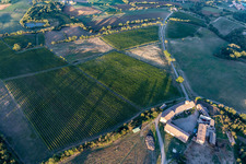 Aerial view of Corte Figno in Case Figno in the district Case Figno in Scandiano in the state Reggio Emilia, Italy