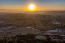 Sunrise over the Secchia River in Sassuolo in the state Modena, Italy
