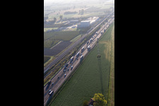 Autostrada del Sole next to the high-speed rail line in San Martino in Rio in the state Reggio Emilia, Italy